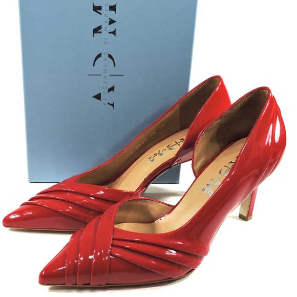 WOMEN'S RED LEATHER PAMPS - Picture 1 of 8